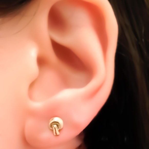 Tiny silver or gold mushroom stud post earrings - Picture 6 of 9